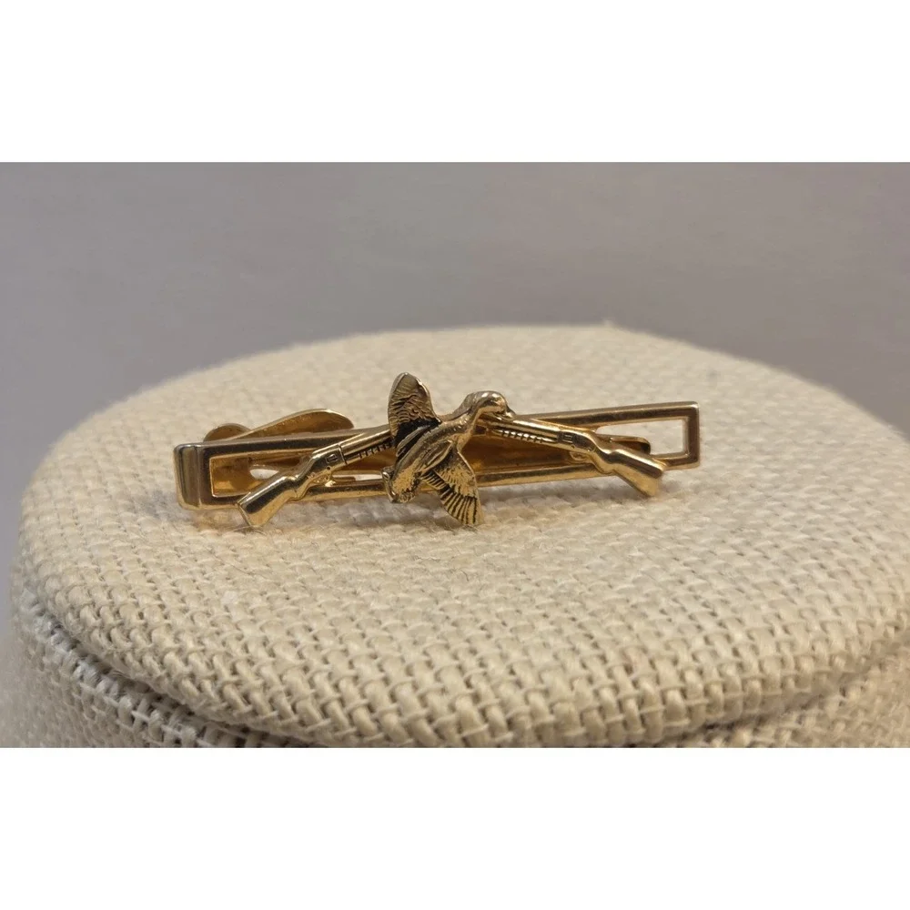 Vintage 1950s Swank Duck Hunter Cufflinks & Tie Clip Shotgun Mallards Rare Set